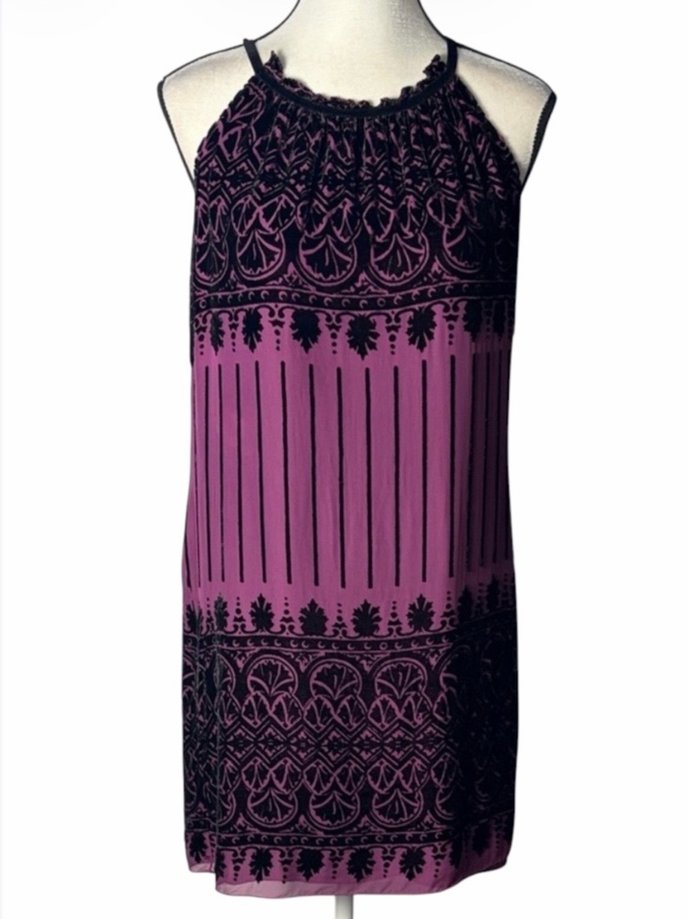 M.S.S.P. Purple and Black Velour Slip Dress (Size S)